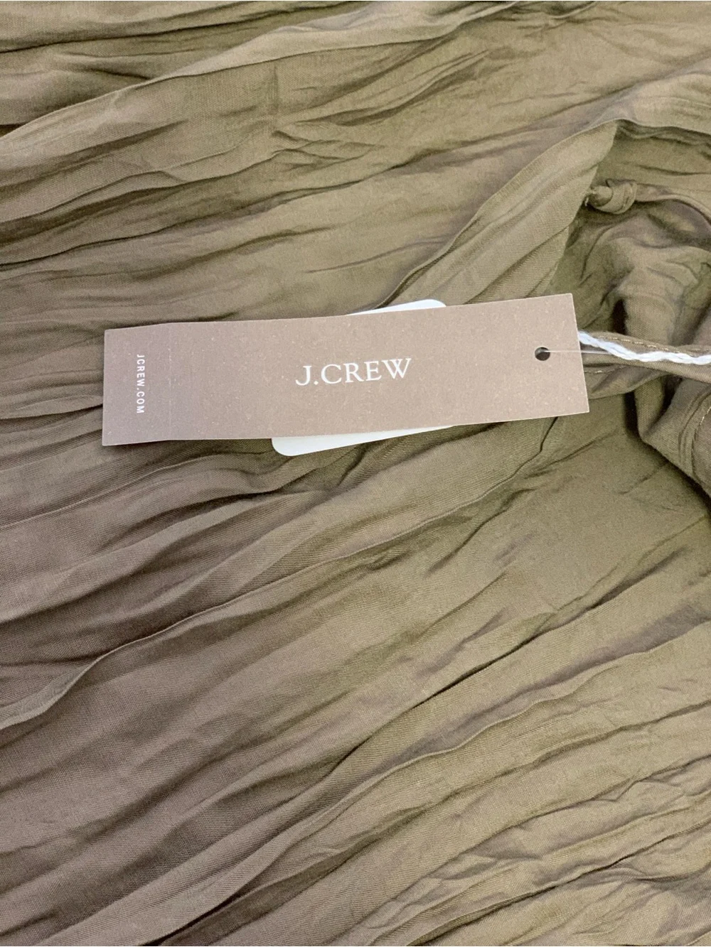 J. Crew Olive Crinkle Spaghetti-Strap Top with Front Tie Size-Small Coastal Boho